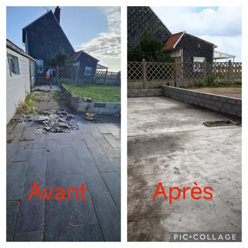 Réalisation d'une dalle de béton Helesmes et terrassement du terrain, Douai, Les Jardins de Jo