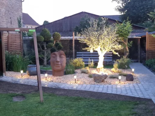 Pose d’oliviers dans un jardin à Douai, Douai, Les Jardins de Jo