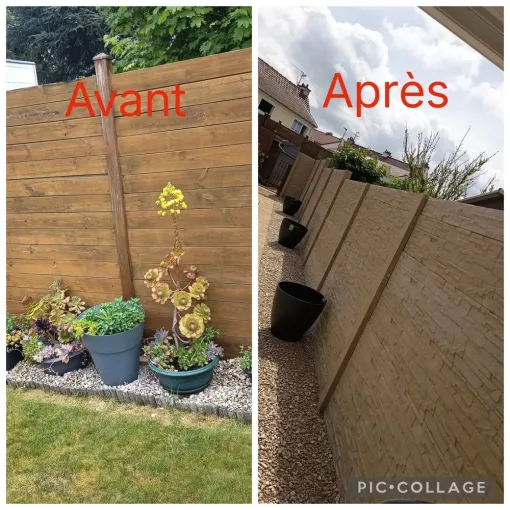 Pose d'une clôture béton à Auberchicourt, Douai, Les Jardins de Jo