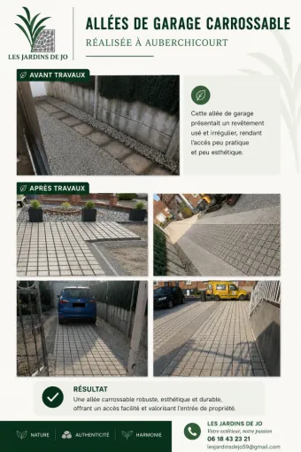 Réalisation d'une allée de garage carrossable à Auberchicourt, Douai, Les Jardins de Jo