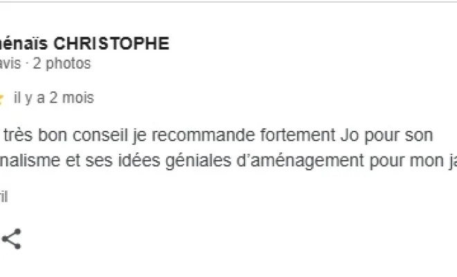 Voici les avis Google des clients sur Douai, Quarouble, Aix en Pévèle et Hergnies, Douai, Les Jardins de Jo