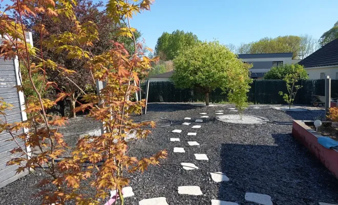 Chantier entièrement minéral terminé à Bouchain, Douai, Les Jardins de Jo